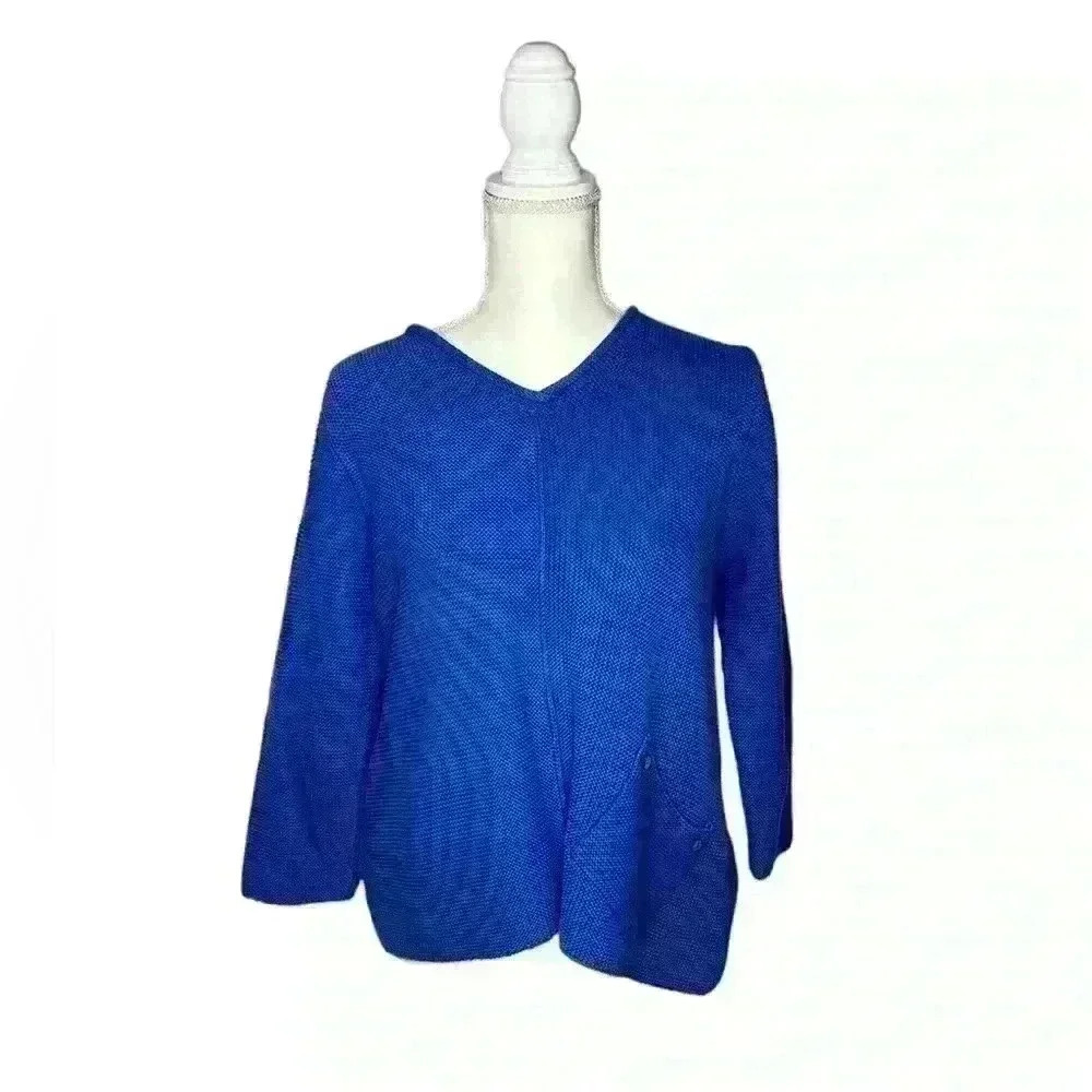 Habitat Royal Blue Knitted Long Sleeve Small V-Neck Sweater Woman’s size S